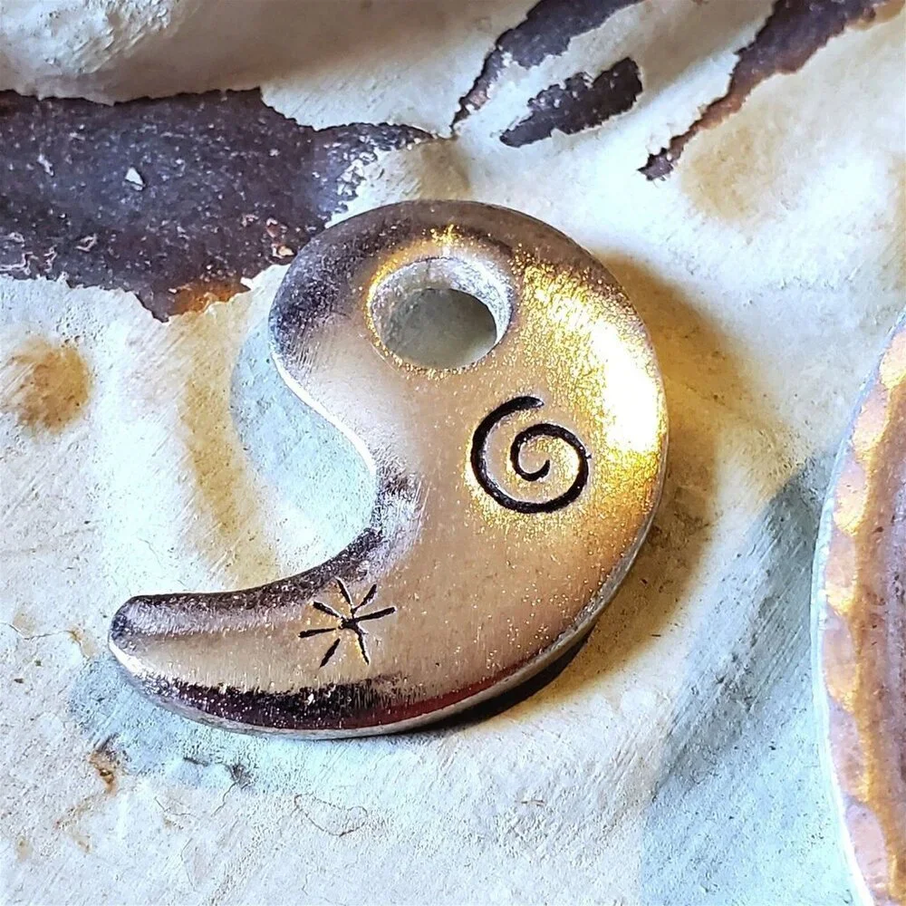 Carved Silver Aluminum Artsy Paisley Punctuation Comma Apostrophe Pendant